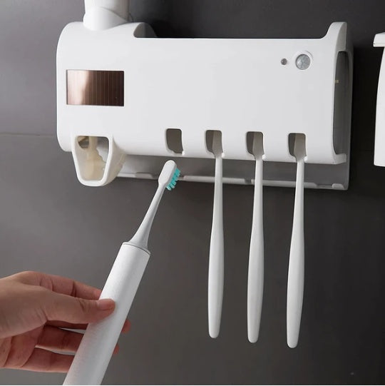 Esterilizador de Luz UV para Portacepillos de Dientes y Dispensador Automático de Pasta Dental
