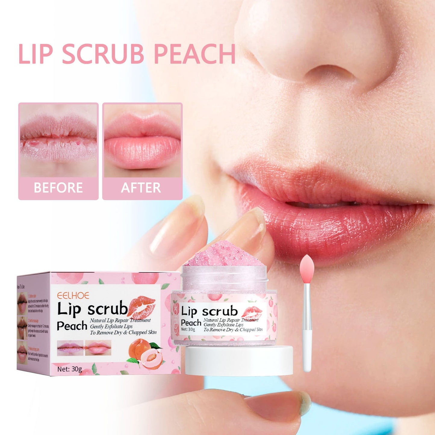 Exfoliante de Labios de Durazno EELHOE Hidratante e Iluminador para Mejorar las Esquinas Oscuras de la Boca