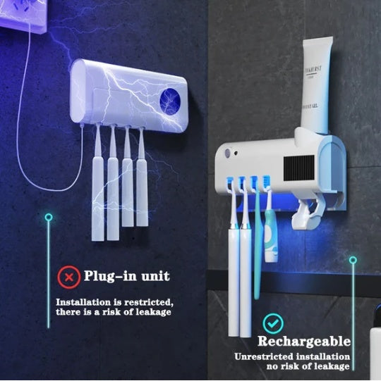 Esterilizador de Luz UV para Portacepillos de Dientes y Dispensador Automático de Pasta Dental