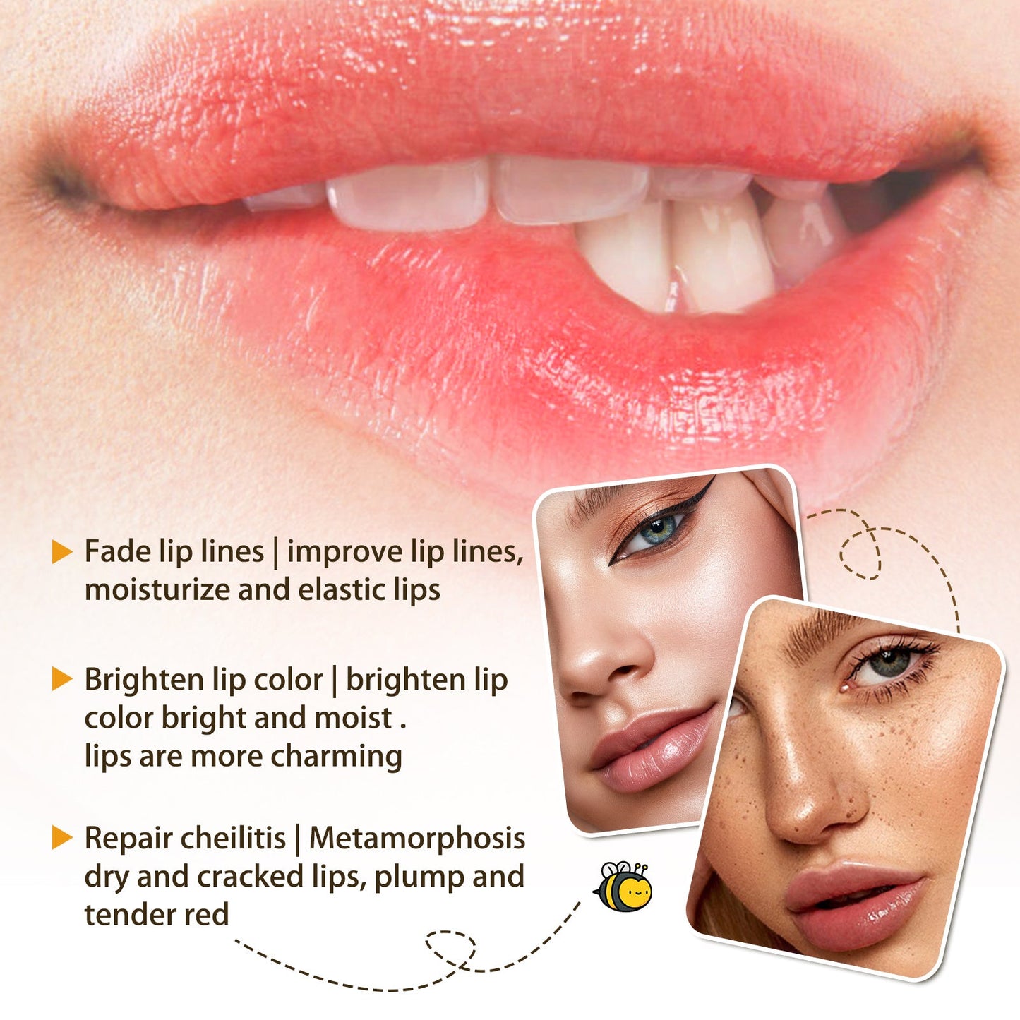 Aceite de Labios de Miel EELHOE, Reduce Líneas de Expresión, Previene el Agrietamiento y la Descamación, Aceite Hidratante para el Cuidado de los Labios